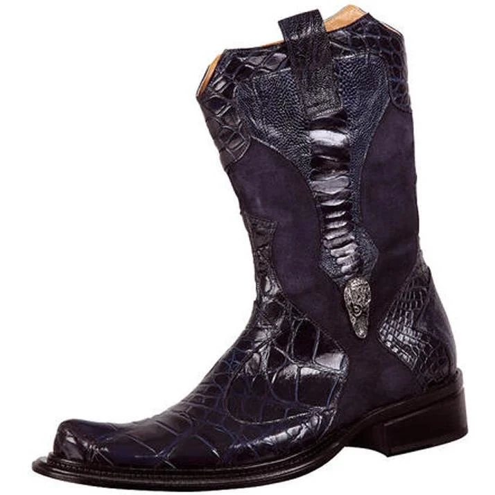 Mauri 44158 Chatelet Wonder Blue Alligator/Ostrich Leg/Suede Boots