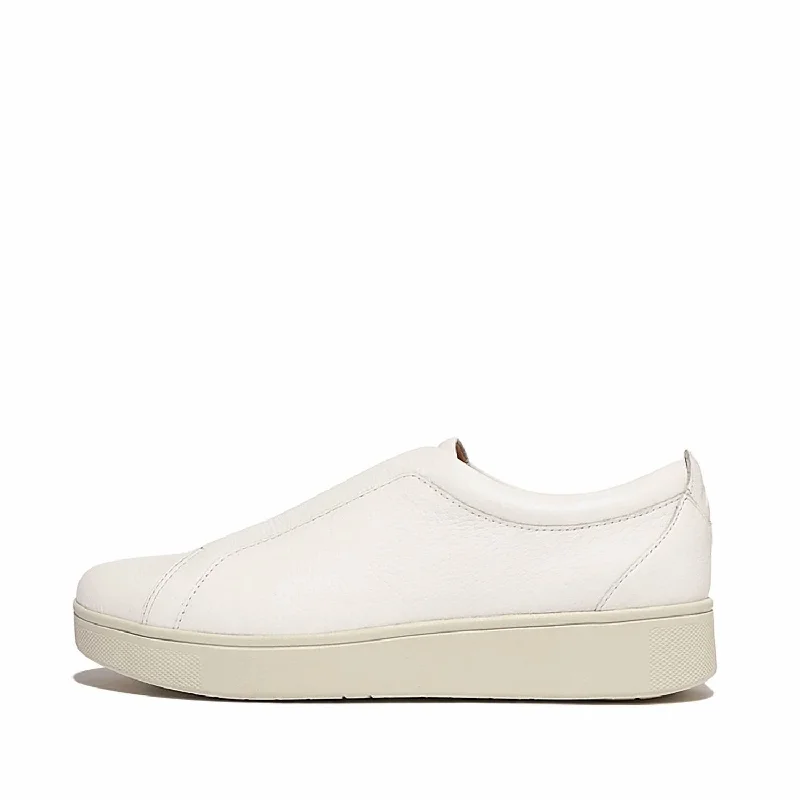 Women's Rally Elastic Tumbled-Leather Slip-On Sneaker In Urban White