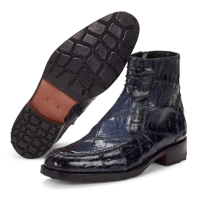 Mauri Albricci 4701 Charcoal Grey Genuine Baby Crocodile/Body Alligator Hand-Painted Boots