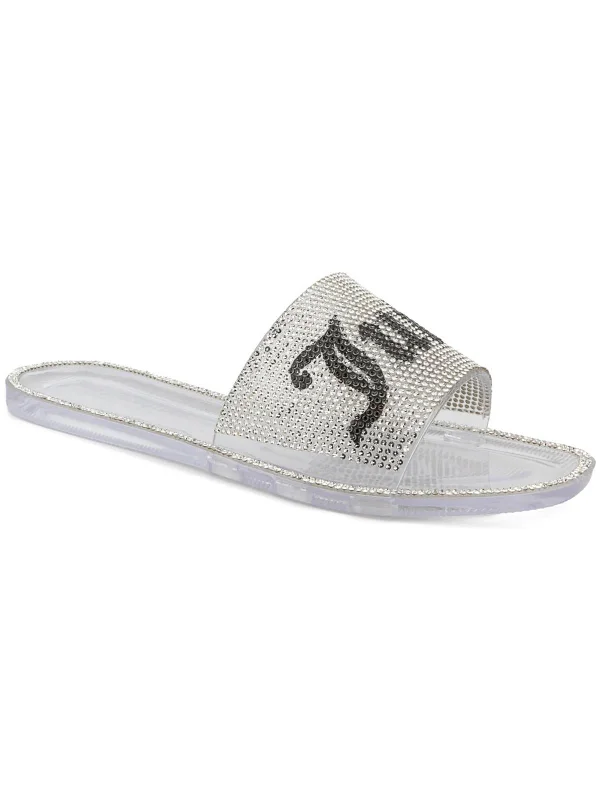 Hylton Womens Logo Rhinestone Pool Slides