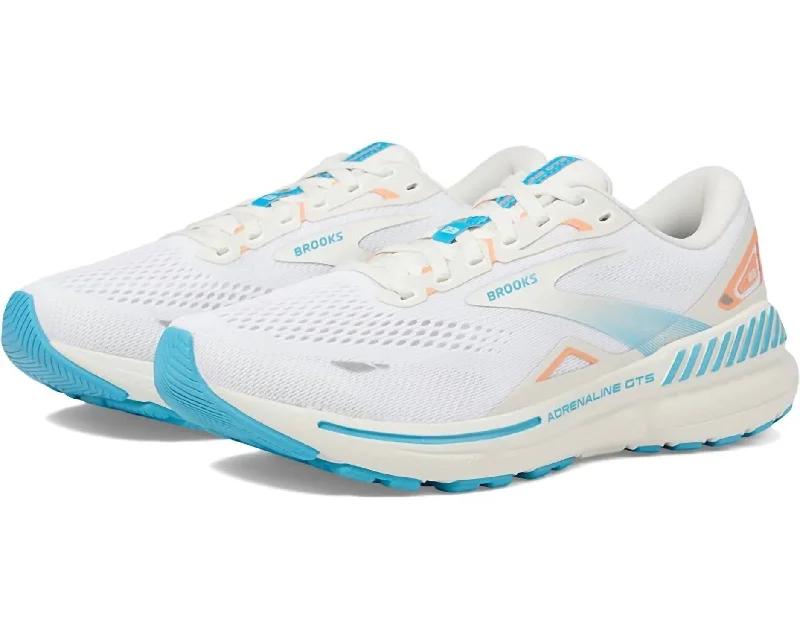 Women's Adrenaline Gts 23 Running Shoes ( B Width ) In Coconut/papaya/blue