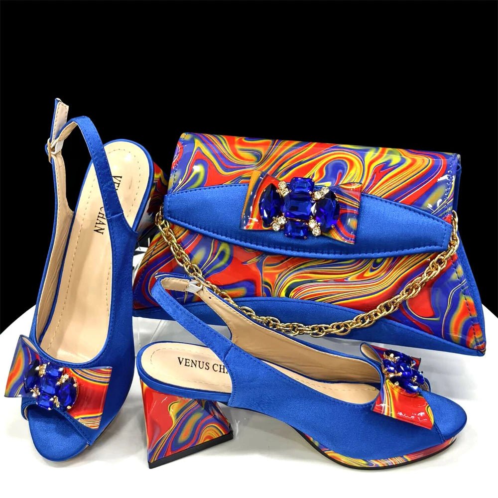 Italian Rhinestone Shoes and Bag Set for Summer Parties 2024