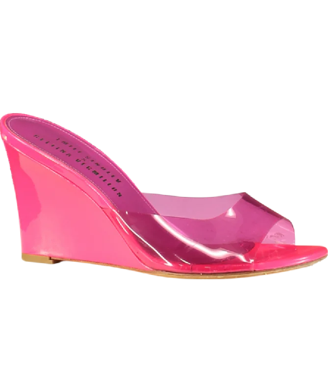 Emili Sindlev X Bettina Vermillon Pink Britney Pvc-patent Leather Wedge Mules UK 5 EU 38 👠