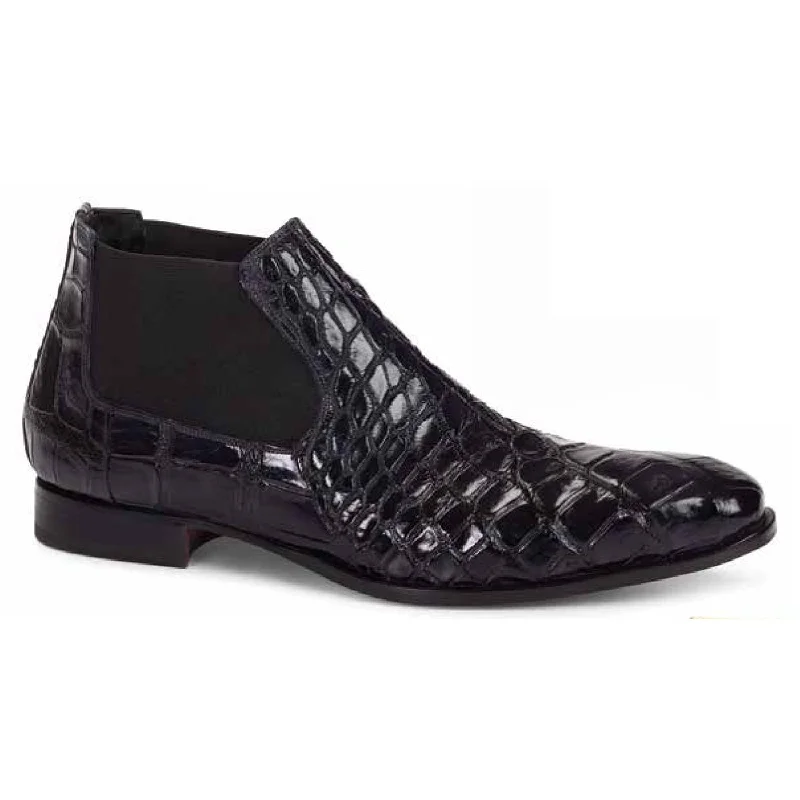 Mauri Affari 4755 Black Genuine Body Alligator Hand-Painted Boots