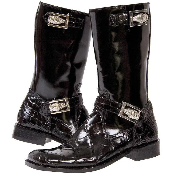 Mauri Uptown 44224 Black Genuine Alligator/Brushed Off Calf Boots