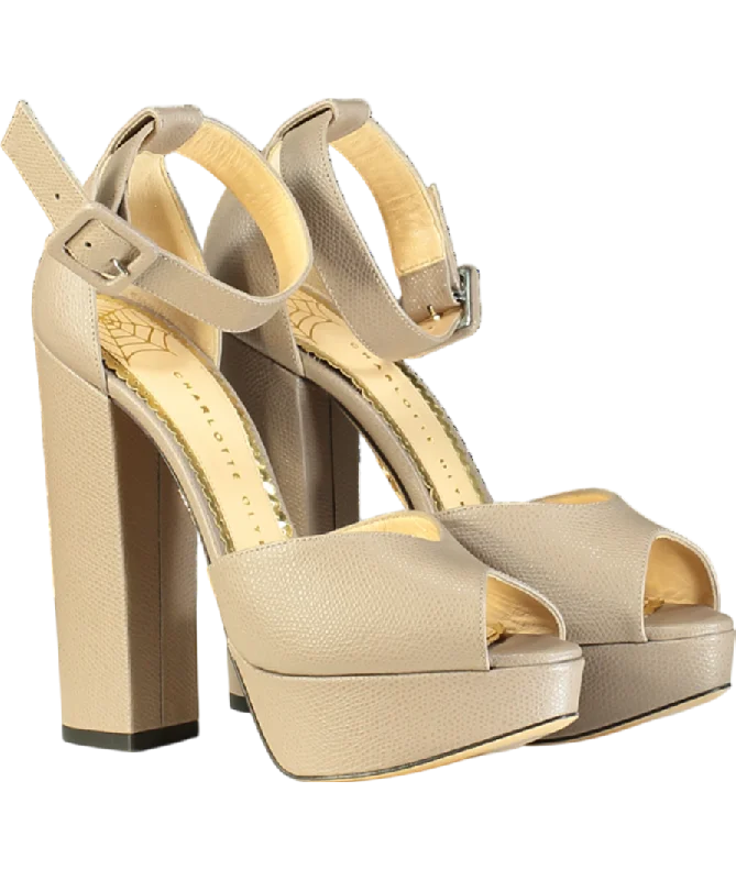 Charlotte Olympia Beige Leather Platform Heel UK 3.5 EU 36.5 👠