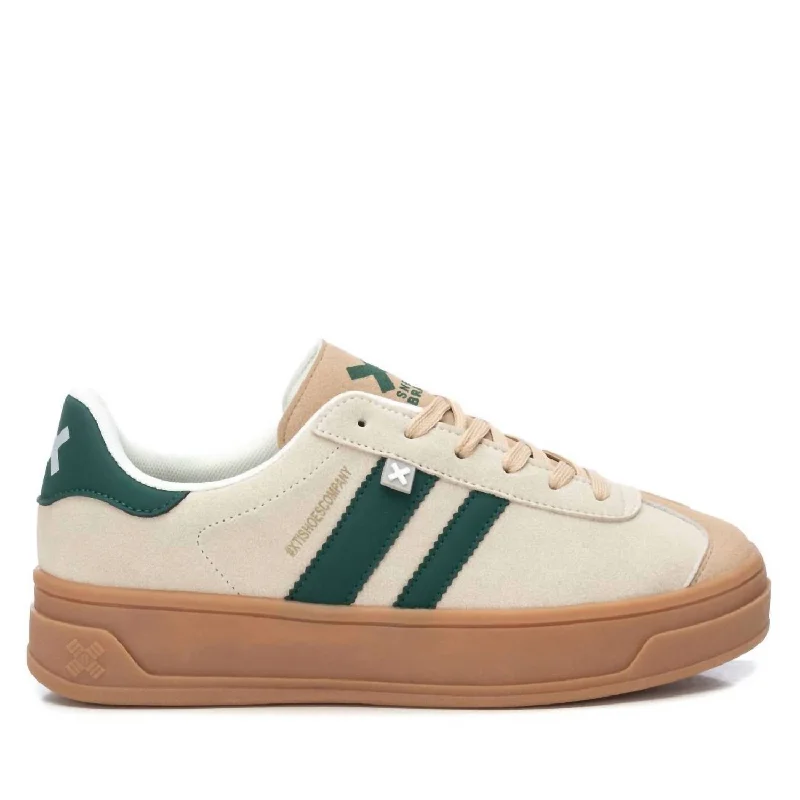 Women's Casual Sneakers In Light Beige/green