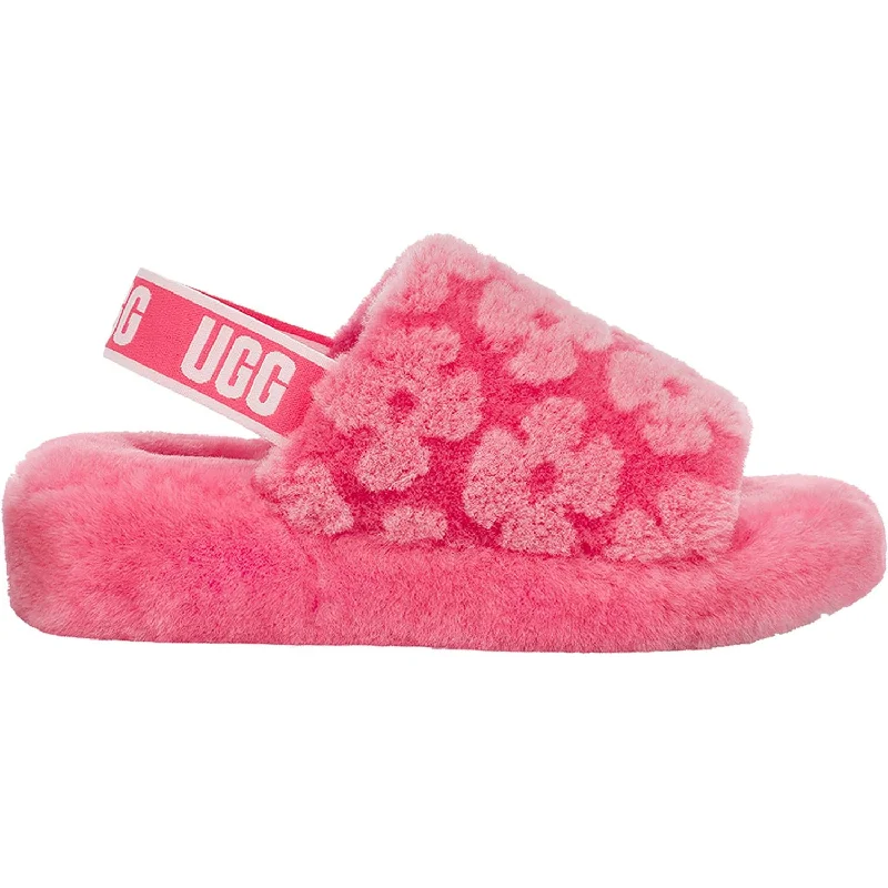 Women's UGG Fluff Yeah Slide Poppy Strawberry Sorbet Sheepskin