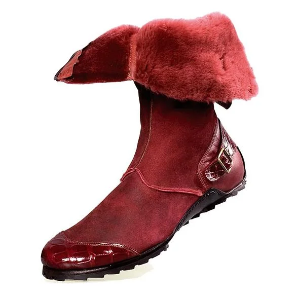 Mauri Mood 50032 Ruby Red Genuine Alligator/Shearling High Top boots