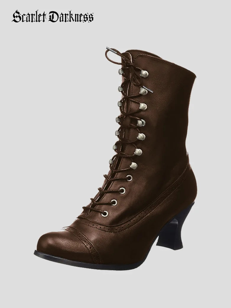 Women's Victorian Gothic Mid-calf High-heeled Boots