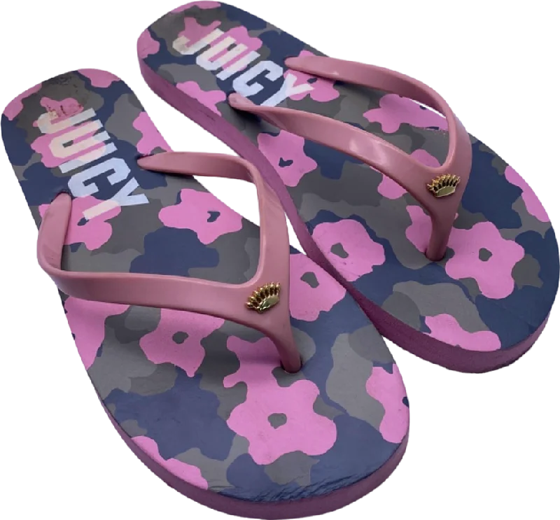 Juicy Couture Pink Camo Flip Flops UK Size 6