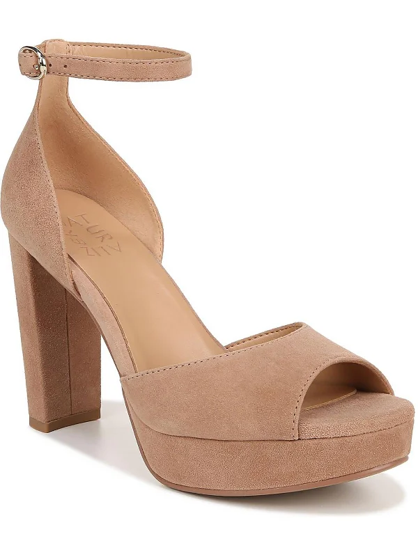 Womens Suede Open Toe Ankle Strap