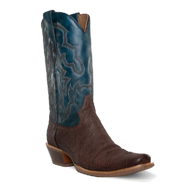 Corral Men's Western Toe Brown & Navy Ostrich Horseman Boots