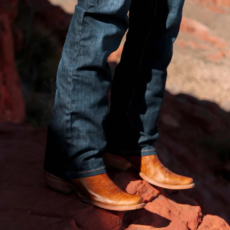 Corral Men's Horseman Toe Sand & Navy Blue Embroidered Boots