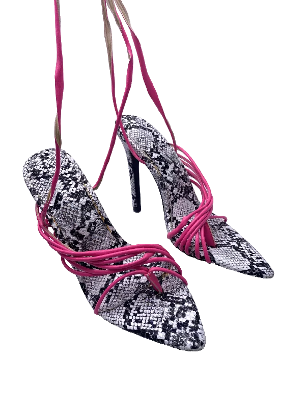 Public Desire Pink Zebra Print Lace Up Heels UK 5 EU 38 👠