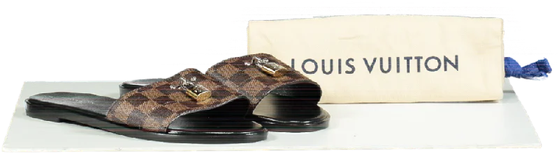 Louis Vuitton Brown Lock It Flat Mules UK 5.5 EU 38.5 👠