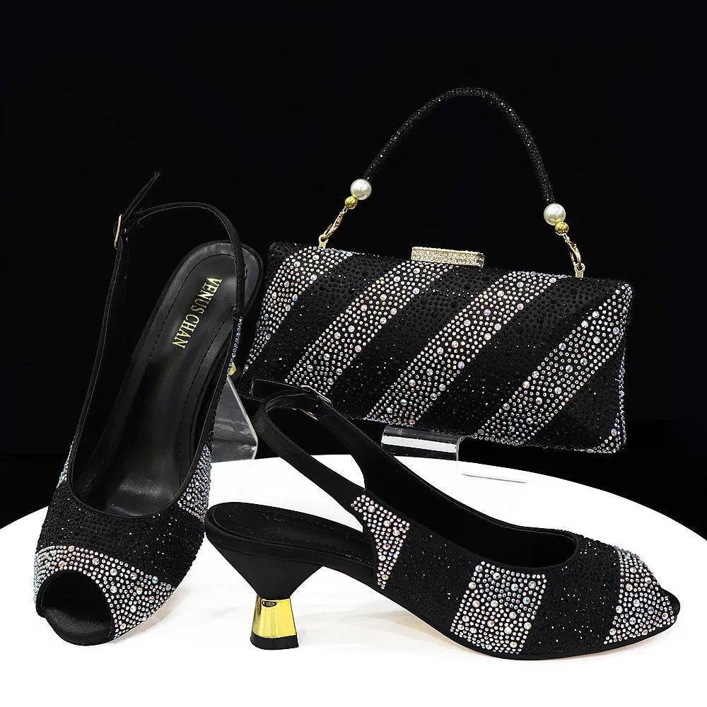 Stylish Soiree: Italian Shoes & Bag Set for Wedding Parties