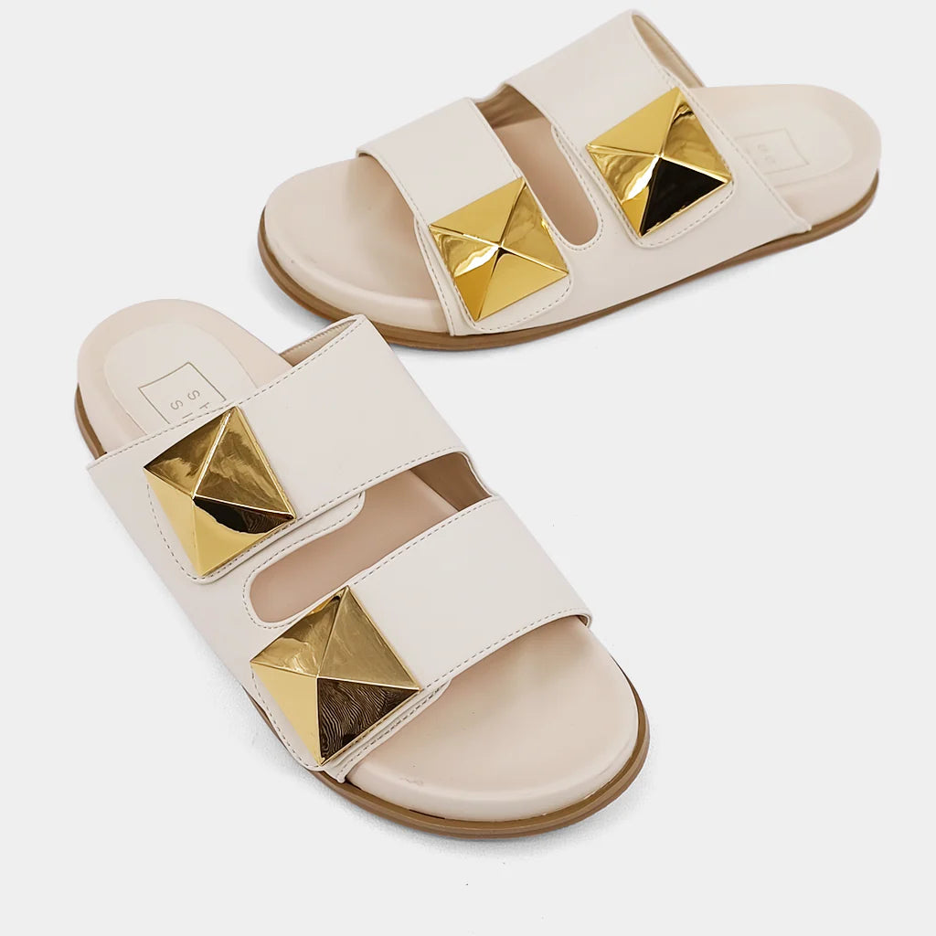 Bernarda Beige Slide by SHU SHOP