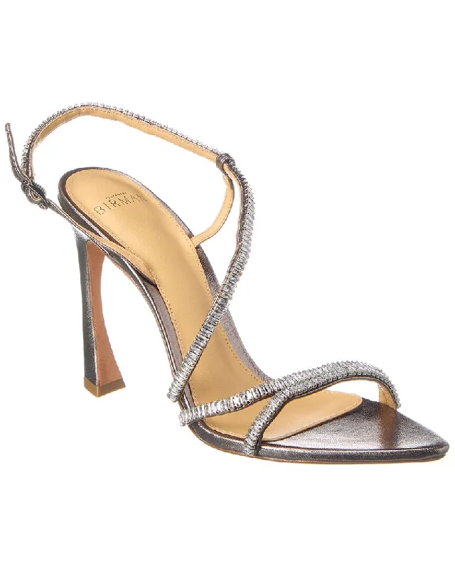 Alexandre Birman Alana Zircone 100 Leather Sandal Silver