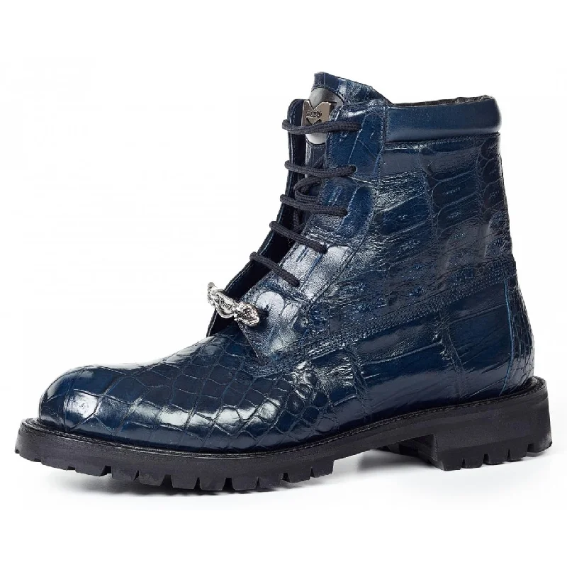 Mauri Commando 4637 Wonder Blue Genuine Body Alligator/Baby Crocodile Boots