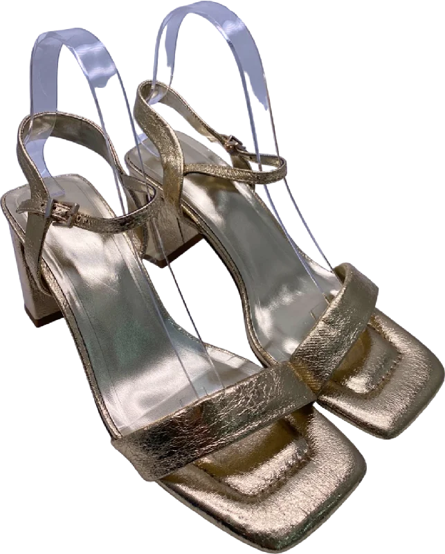 Lefties Gold Metallic Strappy Block Heels UK Size 5