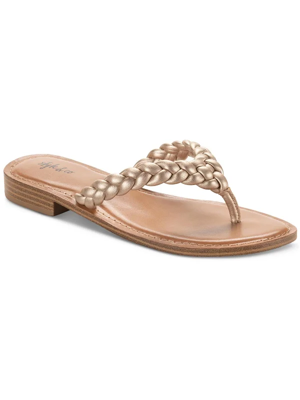 Brandiie Womens Faux Leather Flip-Flop Thong Sandals