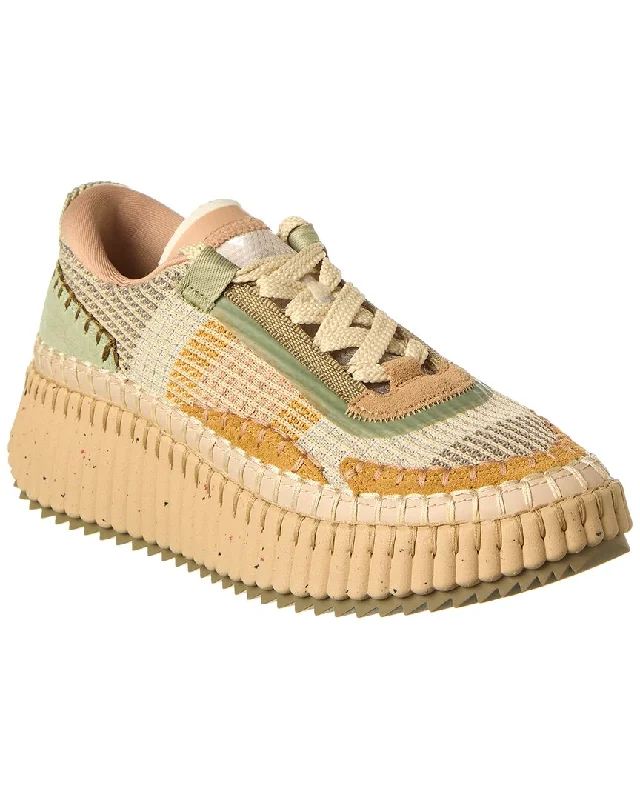 Chloé Nama Knit & Suede Sneaker