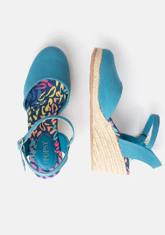 Popsy Teal Espadrille Wedges