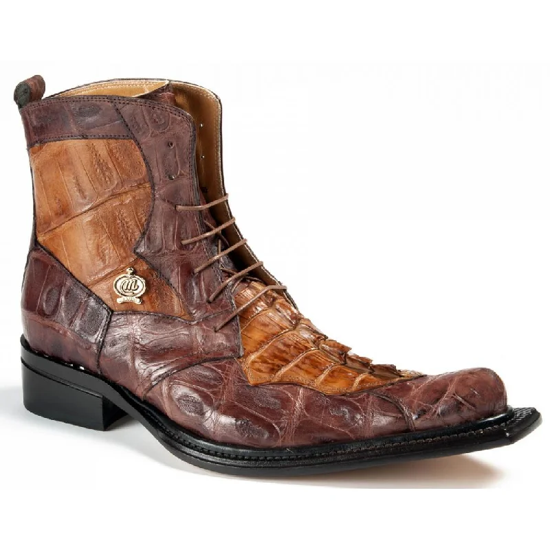 Mauri Raffaello 42742 Sport Rust/Brandy Genuine Baby Crocodile Hand Painted/Hornback Crocodile Tail Boots