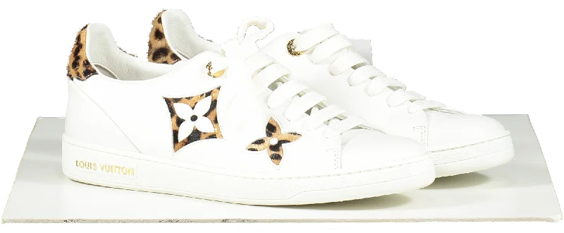 Louis Vuitton White Brown/beige Calf Hair Frontrow Low Top Trainers UK 5 EU 38 👠