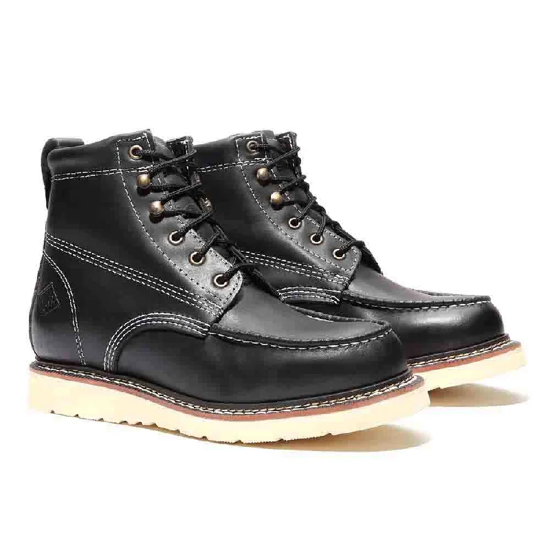 Bonanza Frontier Classic 6-Inch Black Moc Toe Boots