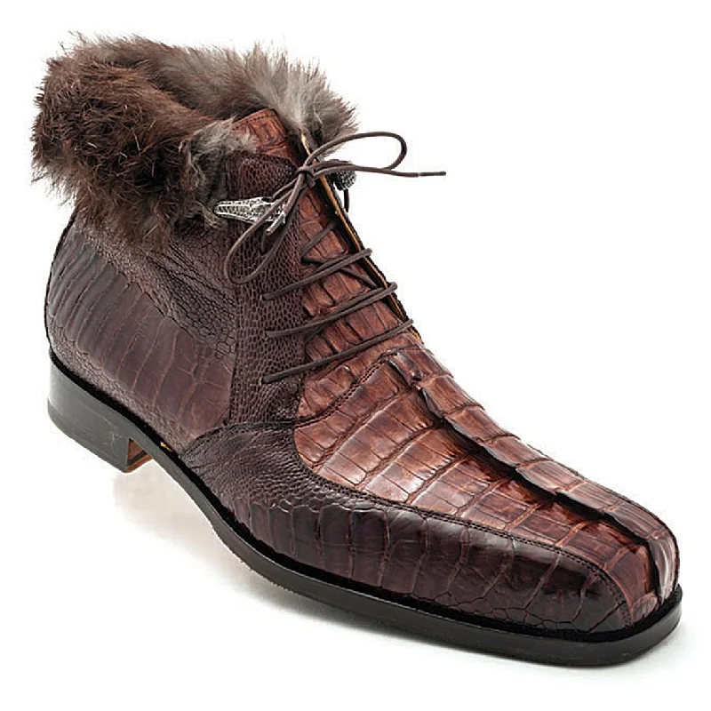 Mauri Cervinia 4569 Sport Rust Genuine Hornback Crocodile/Dark Brown Ostrich Leg Boots