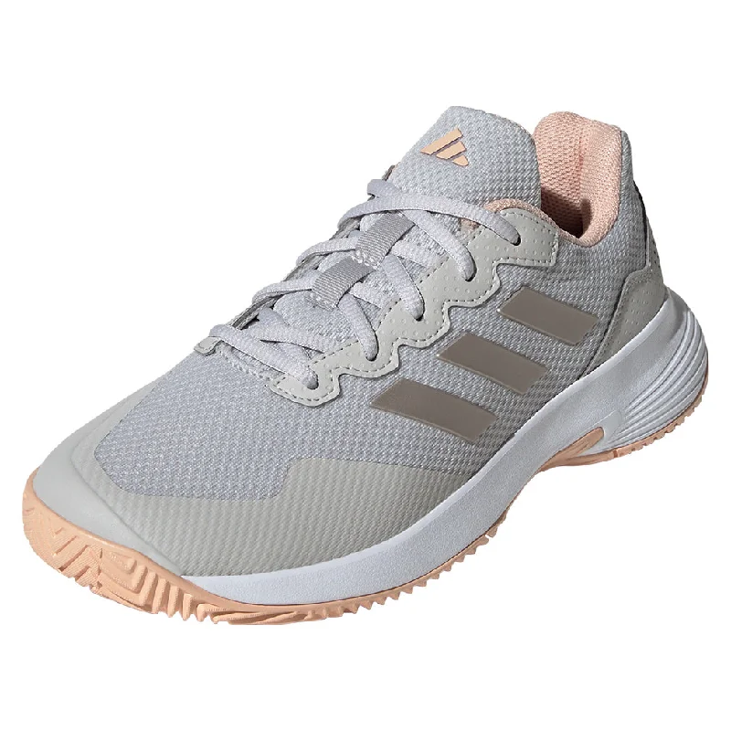 Women`s GameCourt 2 Tennis Shoes Grey One and Cyber Metallic