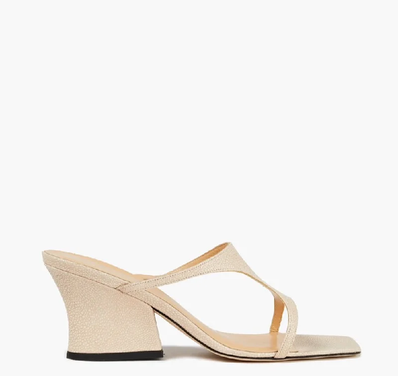 By Far Beige Cruz stingray-effect leather mules EUR 37 UK 4