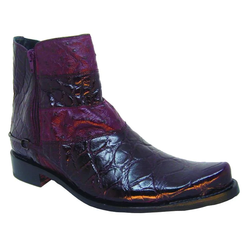 Mauri 2906 Ruby Red Genuine Ostrich/Body Alligator Boots