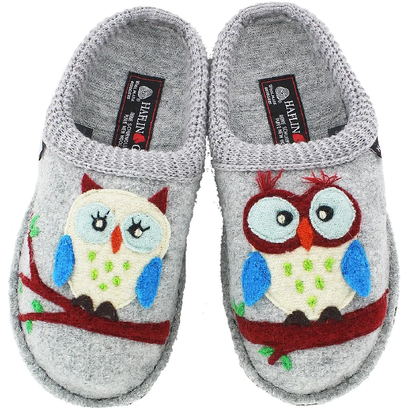 Women's Haflinger Olivia Owl Silver Grey Wool