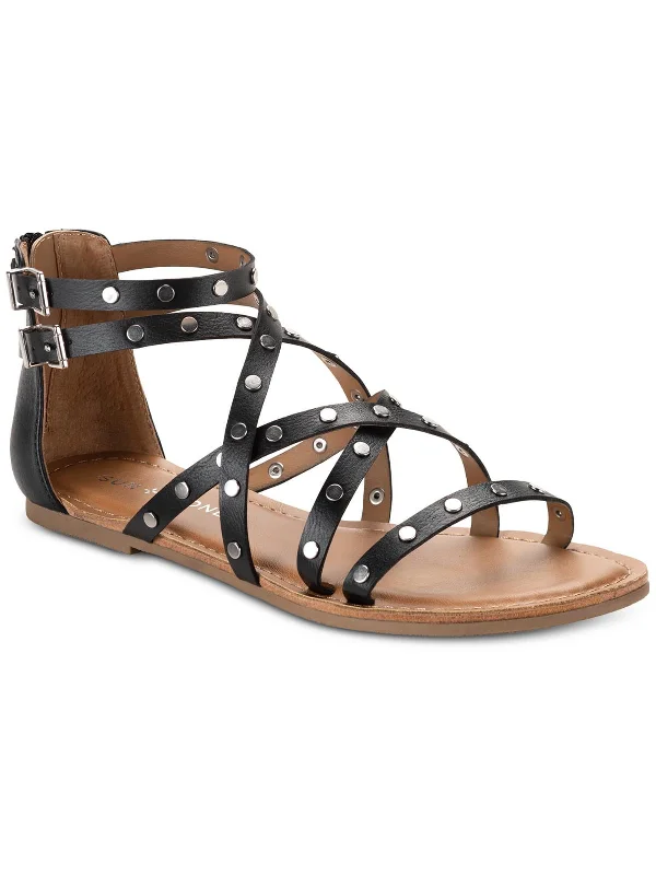 RACHAELL Womens Shining studs Crisscross Gladiator Sandals