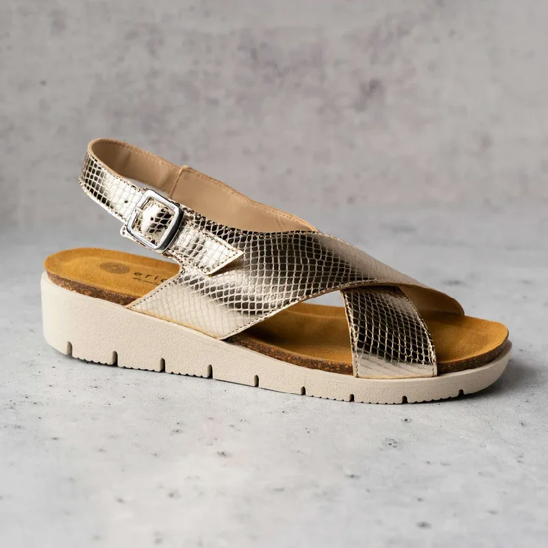 Eric Michael CANCUN Metallic Gold Snake Wedge