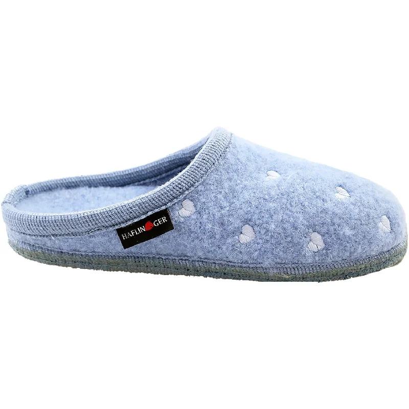 Women's Haflinger Hearts Powder Blue Wool