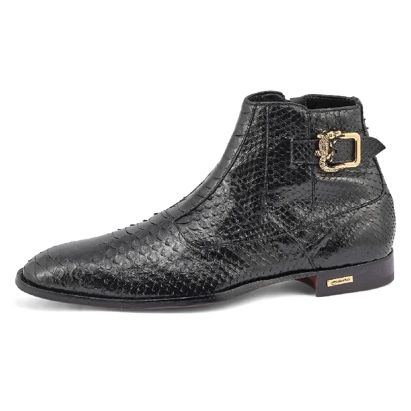 Mauri Pastor Black Genuine Python Boots